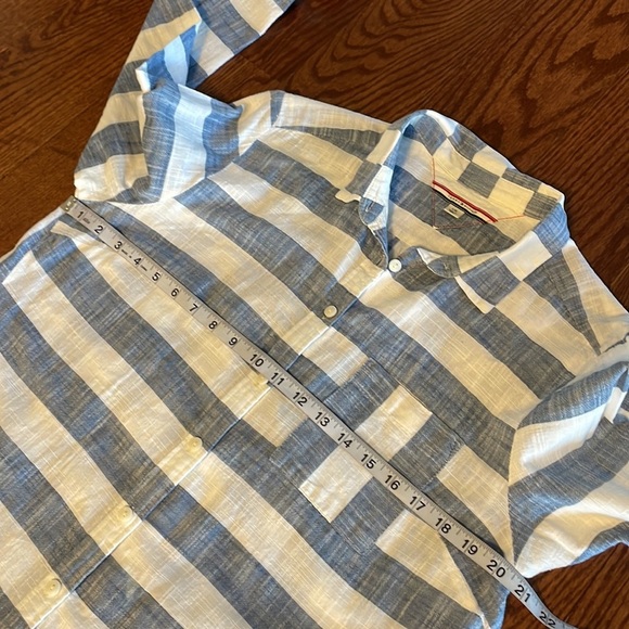 Tommy Hilfiger women’s contrast bold stripe button down shirt cotton classic Lrg - Picture 10 of 12